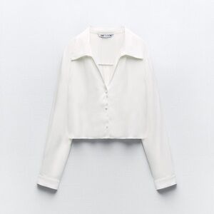 ZARA SATIN EFFECT CROPPED SHIRT NWT